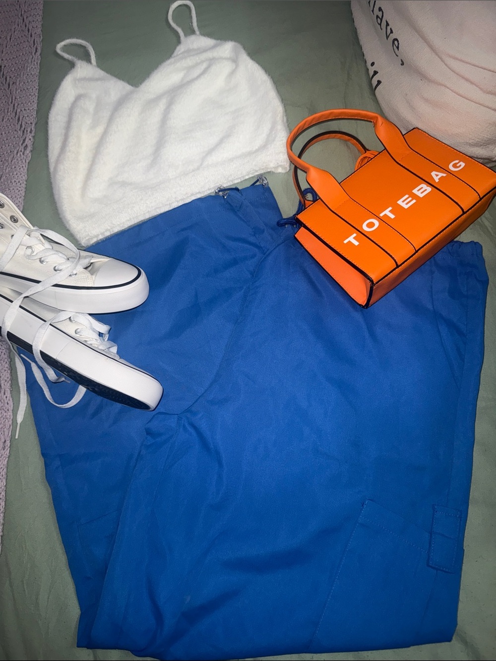 Women’s Blue Drawstring parachute Pants ONLY
